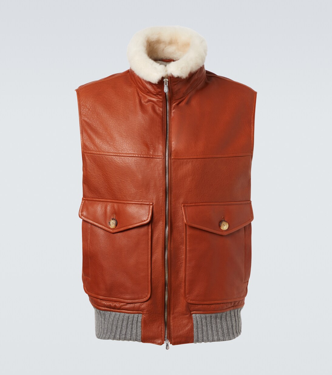 Padded leather vest | Brunello Cucinelli