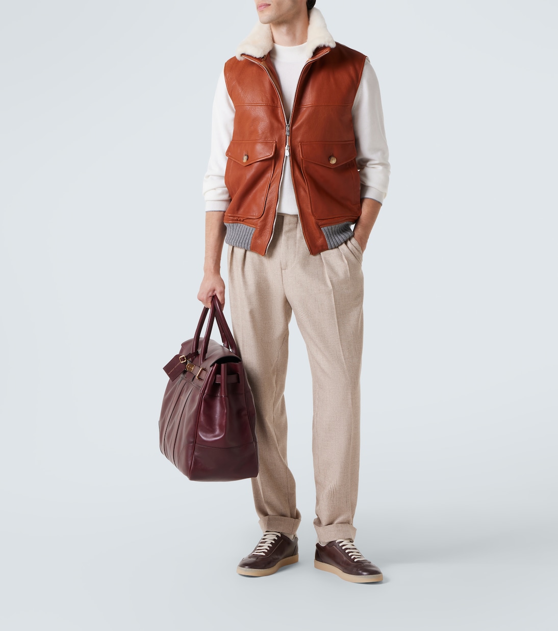 Padded leather vest | Brunello Cucinelli
