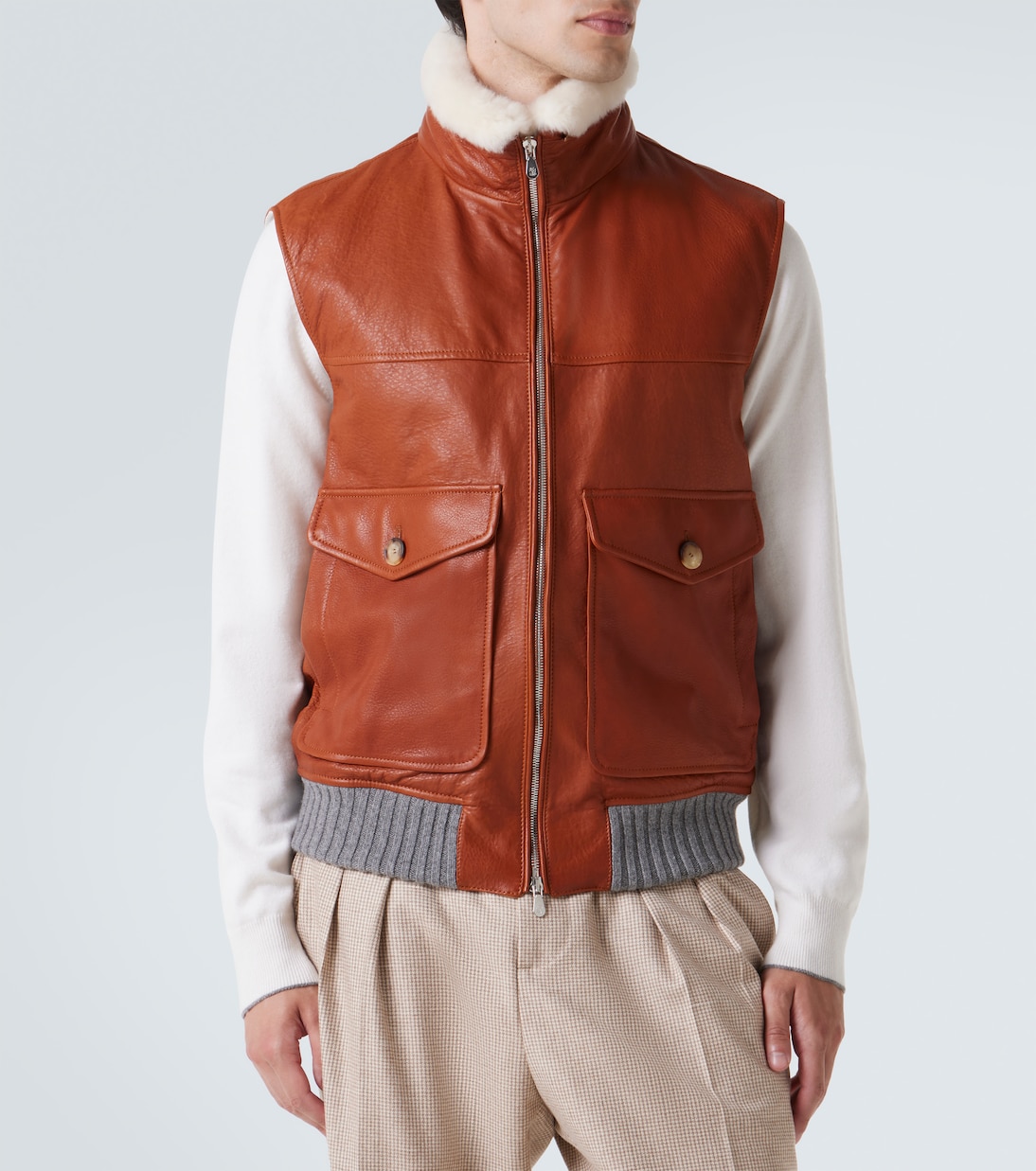 Padded leather vest | Brunello Cucinelli