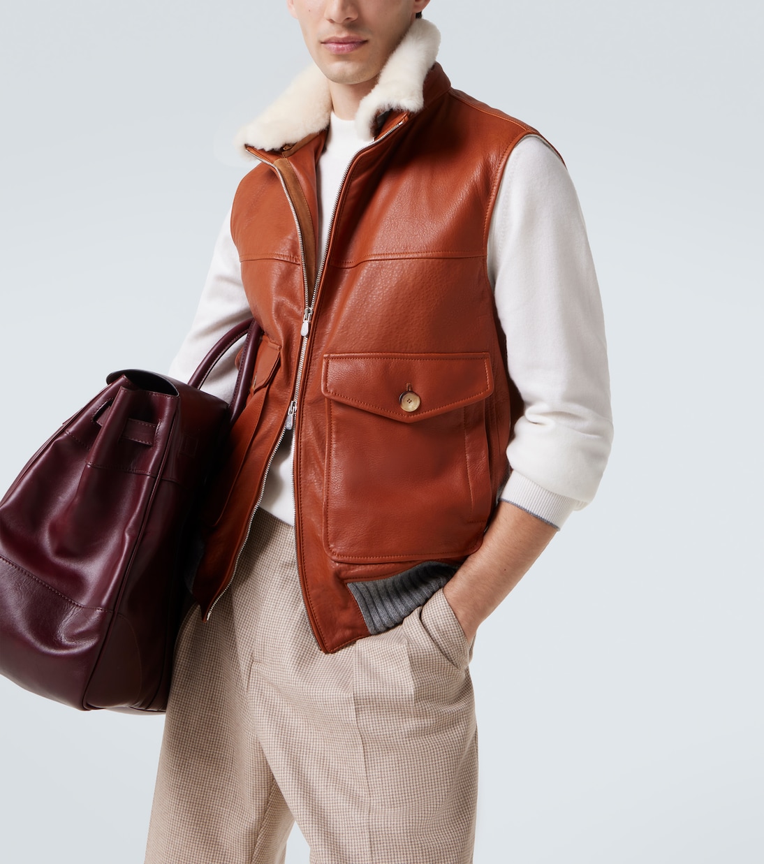 Padded leather vest | Brunello Cucinelli