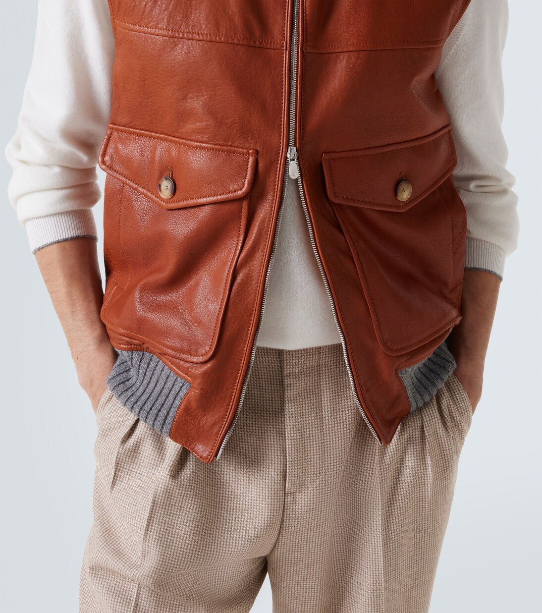Padded leather vest | Brunello Cucinelli