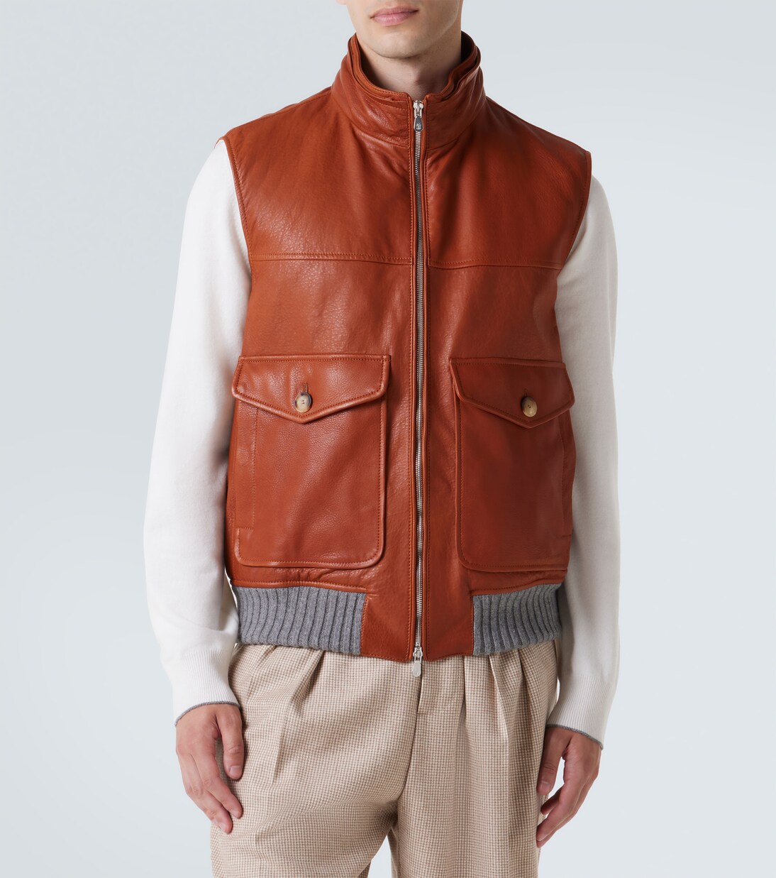 Padded leather vest | Brunello Cucinelli