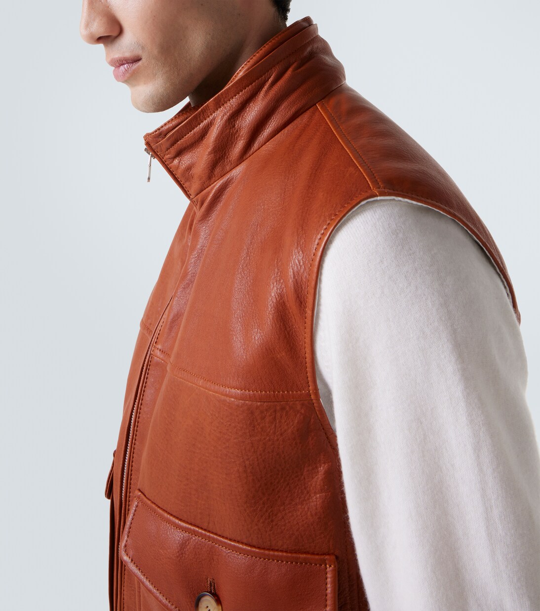 Padded leather vest | Brunello Cucinelli