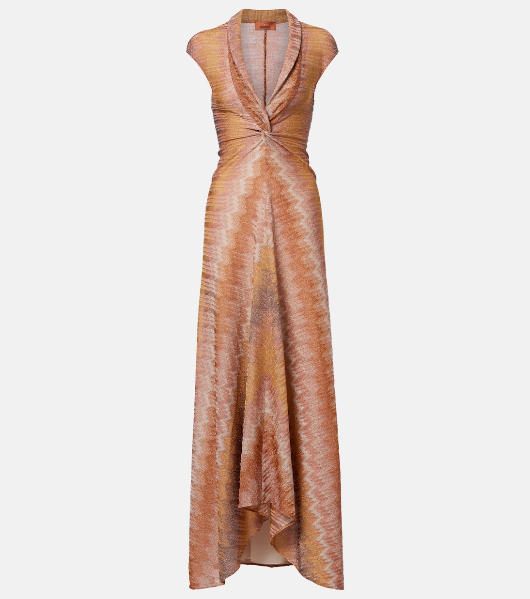Gathered asymmetric lamé maxi dress | Missoni