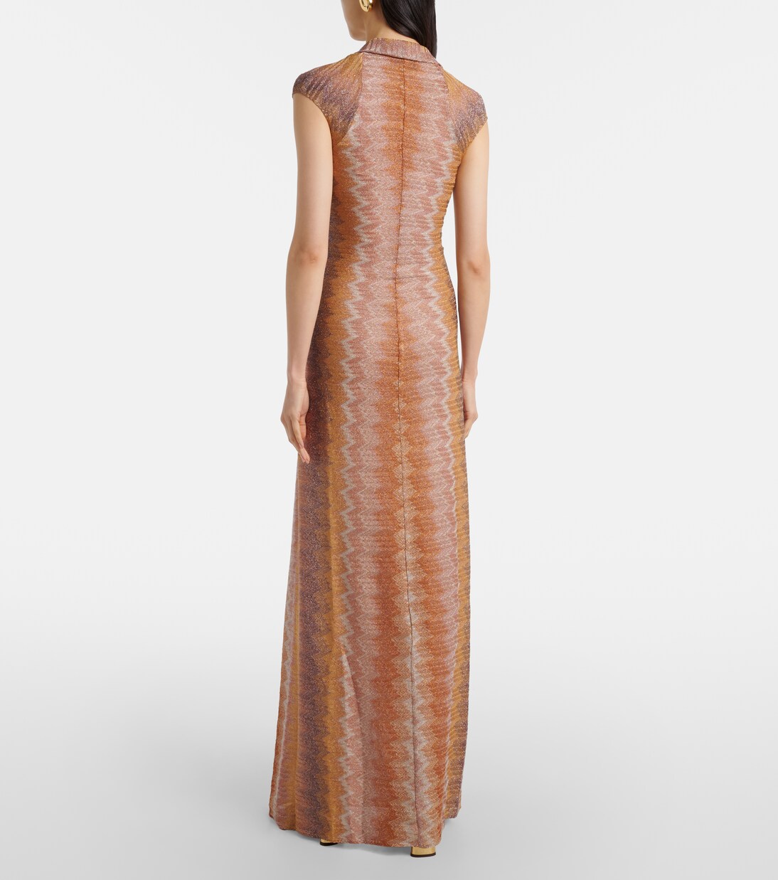 Gathered asymmetric lamé maxi dress | Missoni