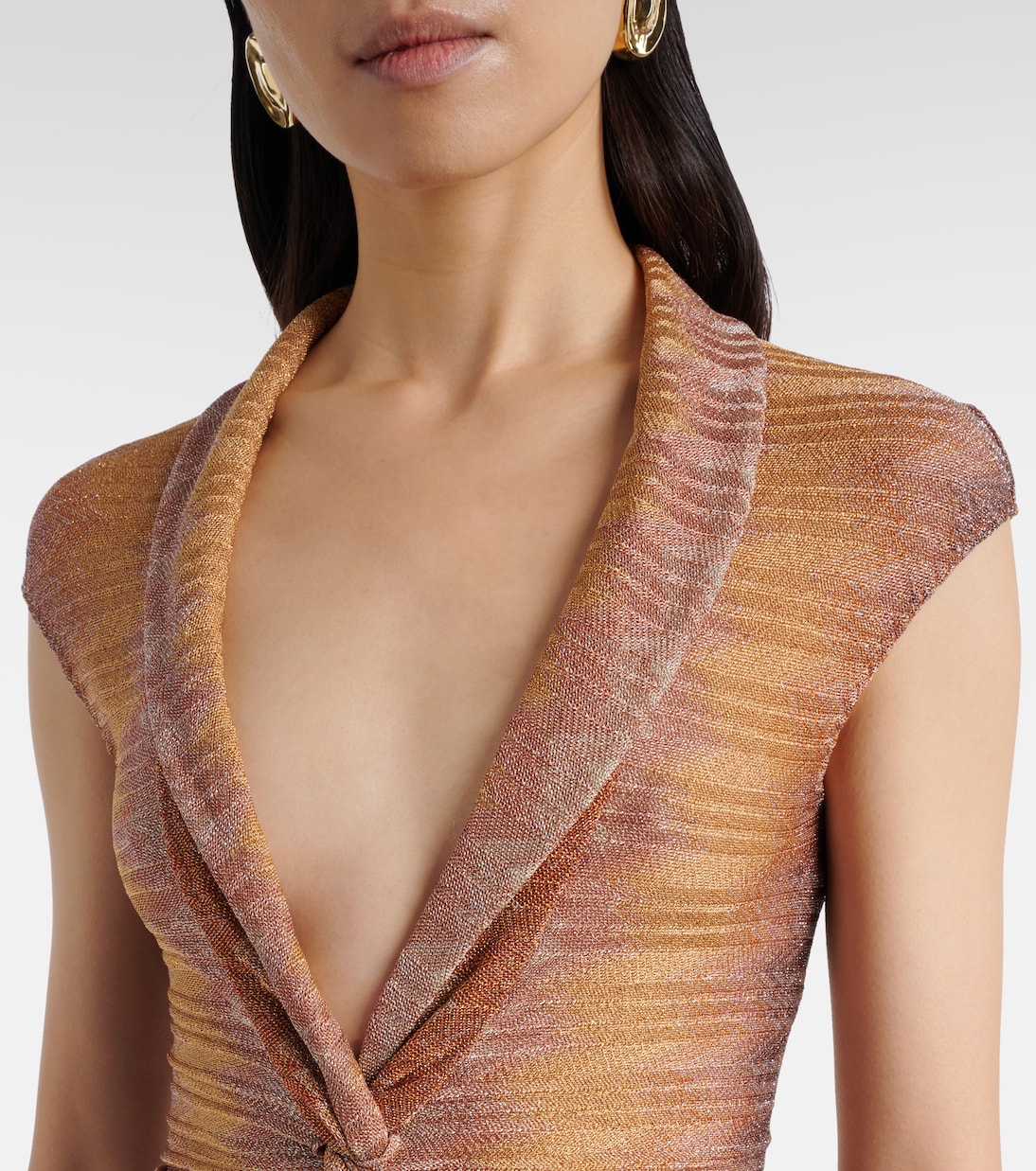 Gathered asymmetric lamé maxi dress | Missoni