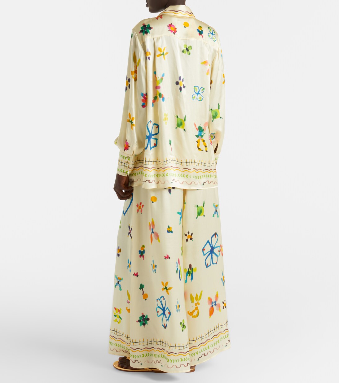 Pantalones palazzo Sidi de seda floral | Alémais