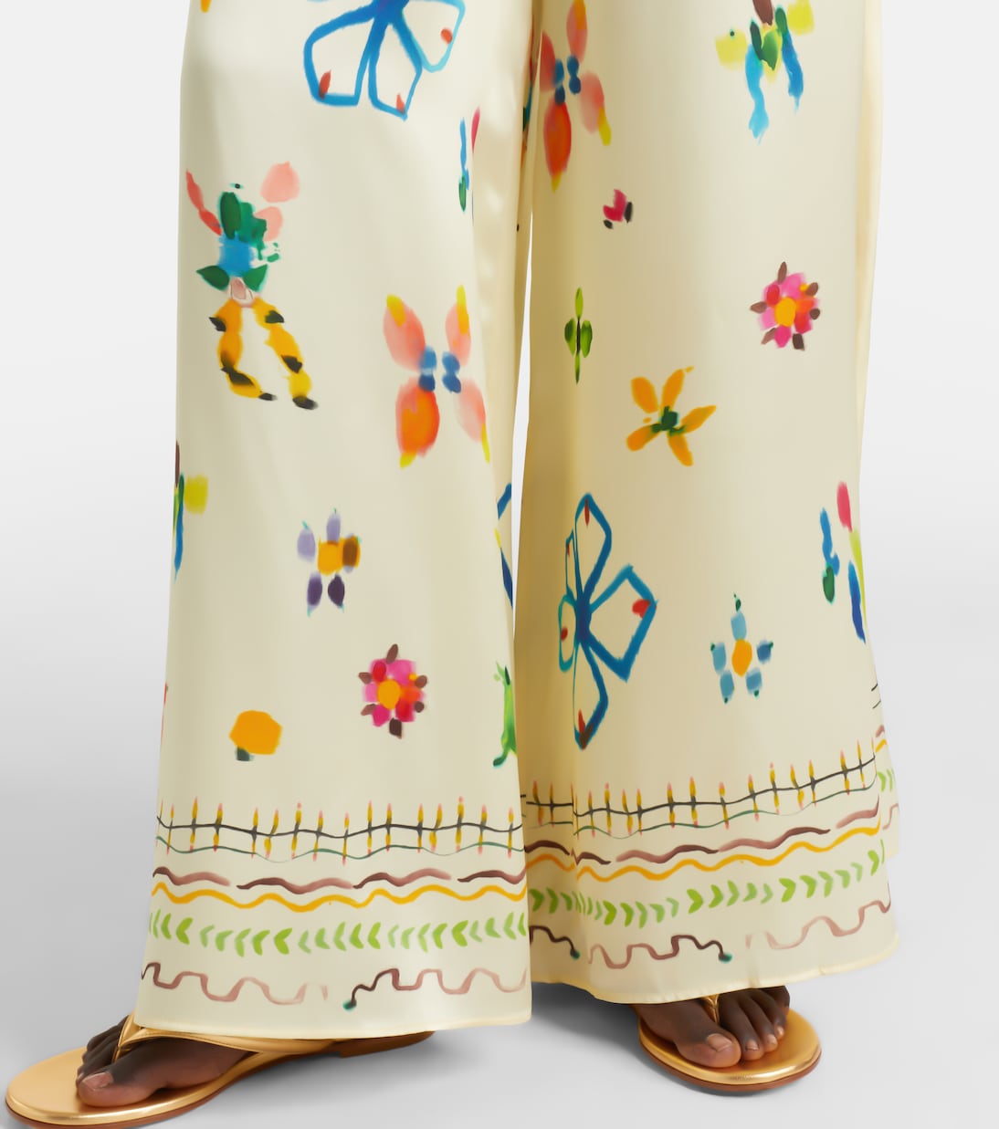 Pantalones palazzo Sidi de seda floral | Alémais