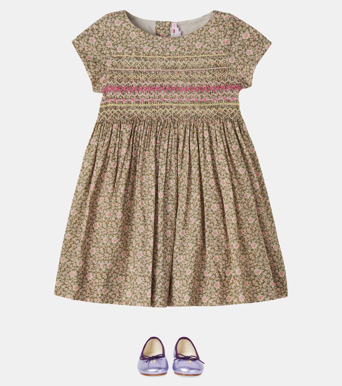 Duchesse smocked floral cotton dress | Bonpoint