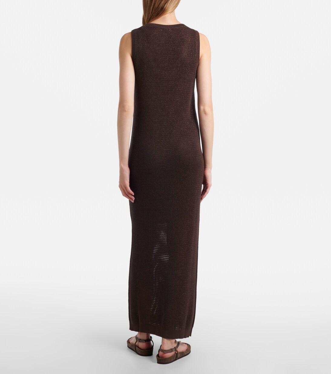 Vestido largo calado en mezcla de algodón | Brunello Cucinelli