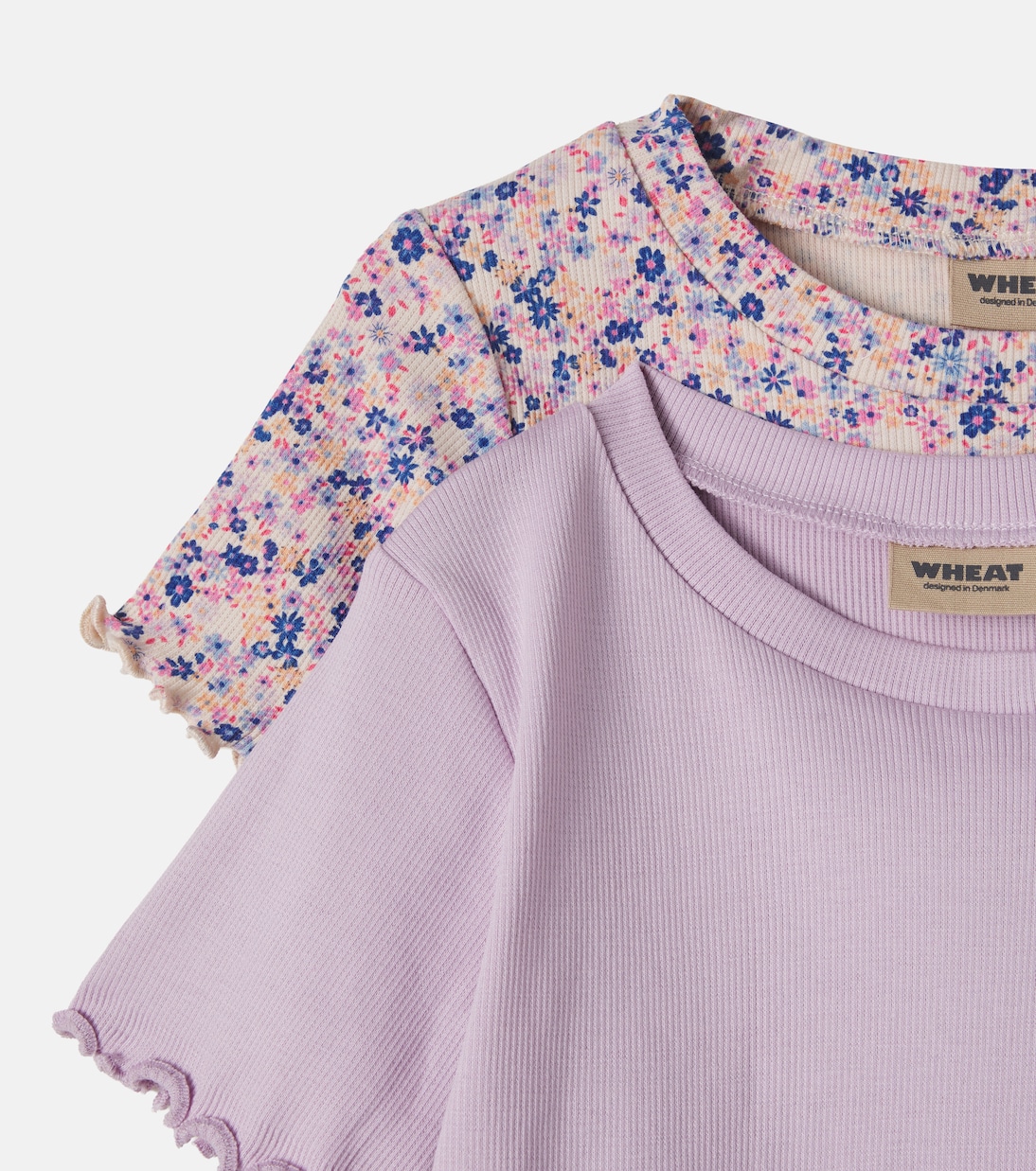 Alicia set of 2 ribbed-knit cotton T-shirts | Wheat