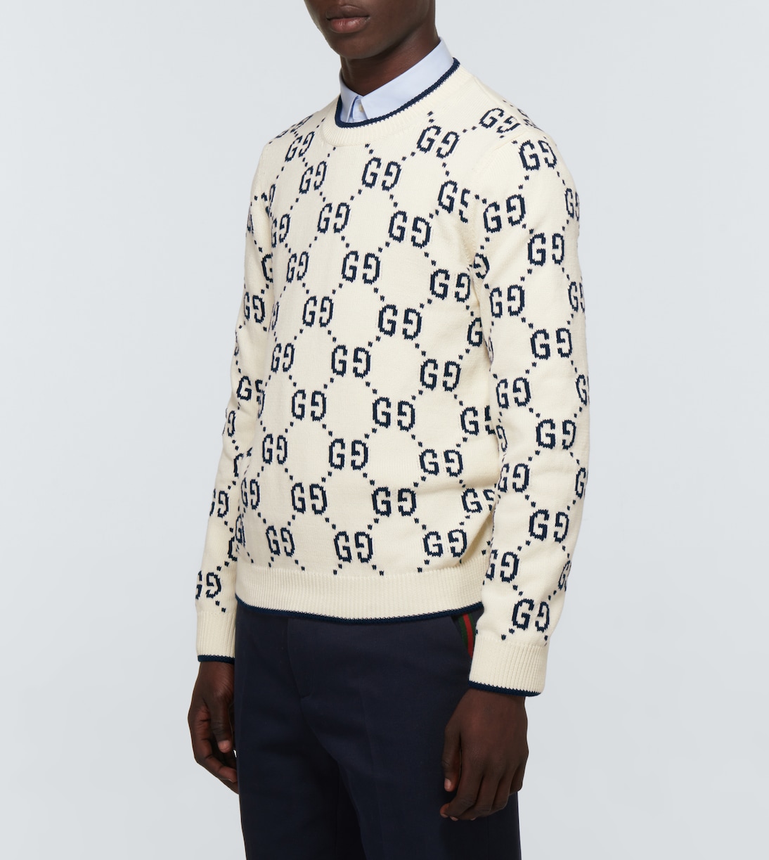 GG intarsia cotton sweater in white Gucci Mytheresa