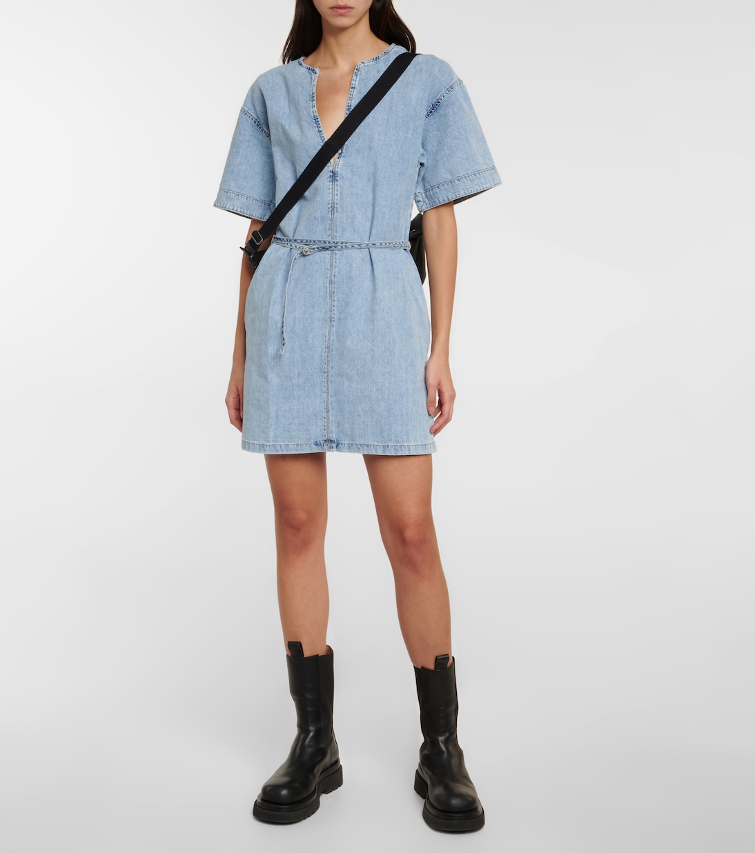 Kaftan denim minidress | Frame