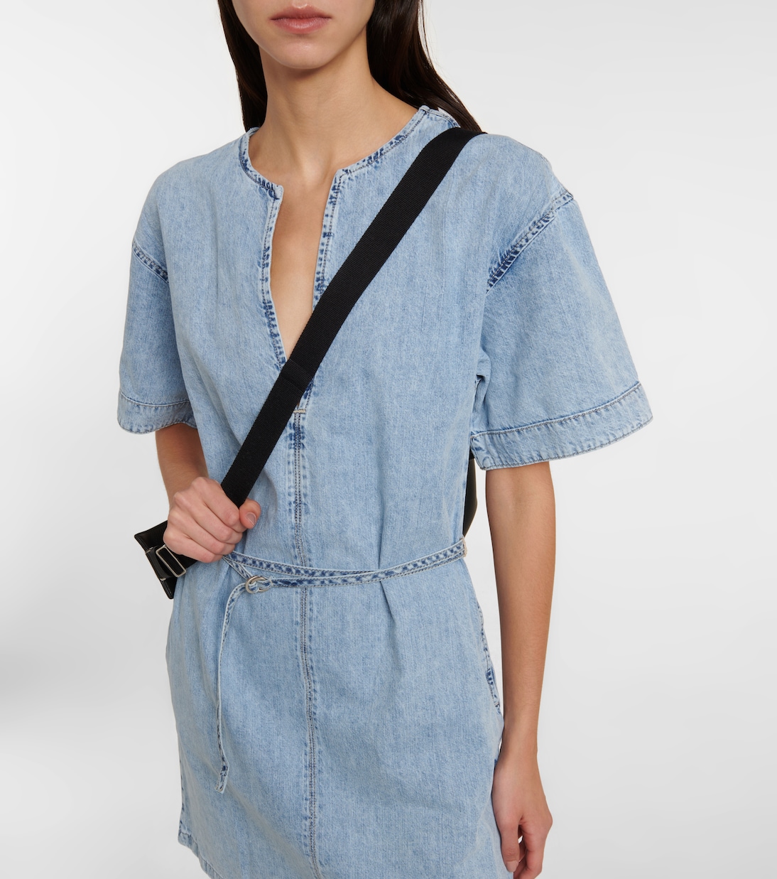 Kaftan denim minidress | Frame