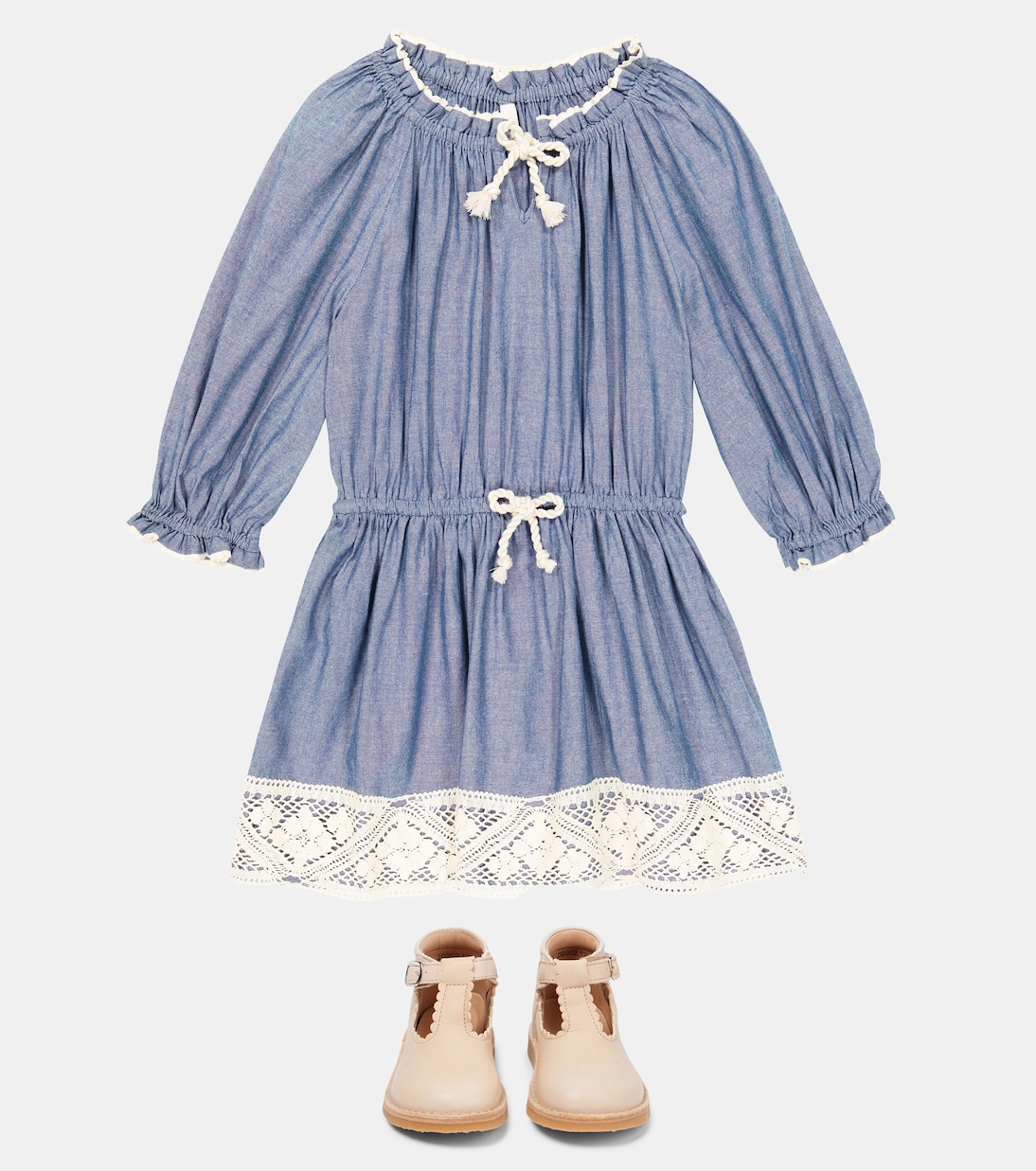 Kleid Pattie aus Chambray mit Spitze | Zimmermann Kids