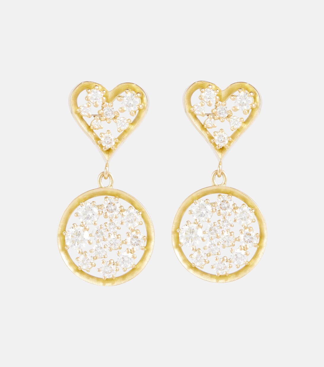 Boucles d'oreilles Margot Heart en or 18 ct et diamants | Jade Trau