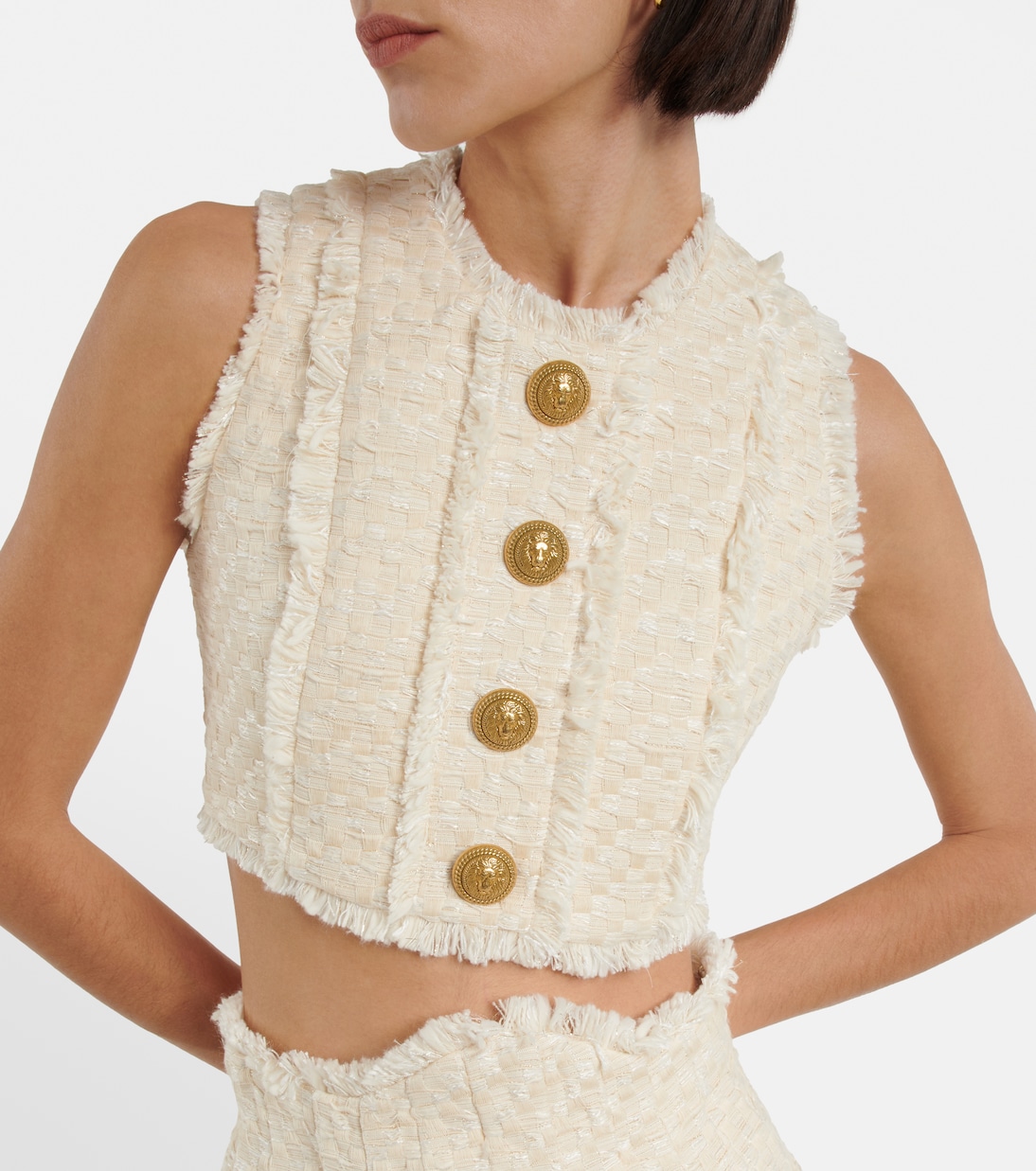 Top raccourci en coton mélangé | Balmain