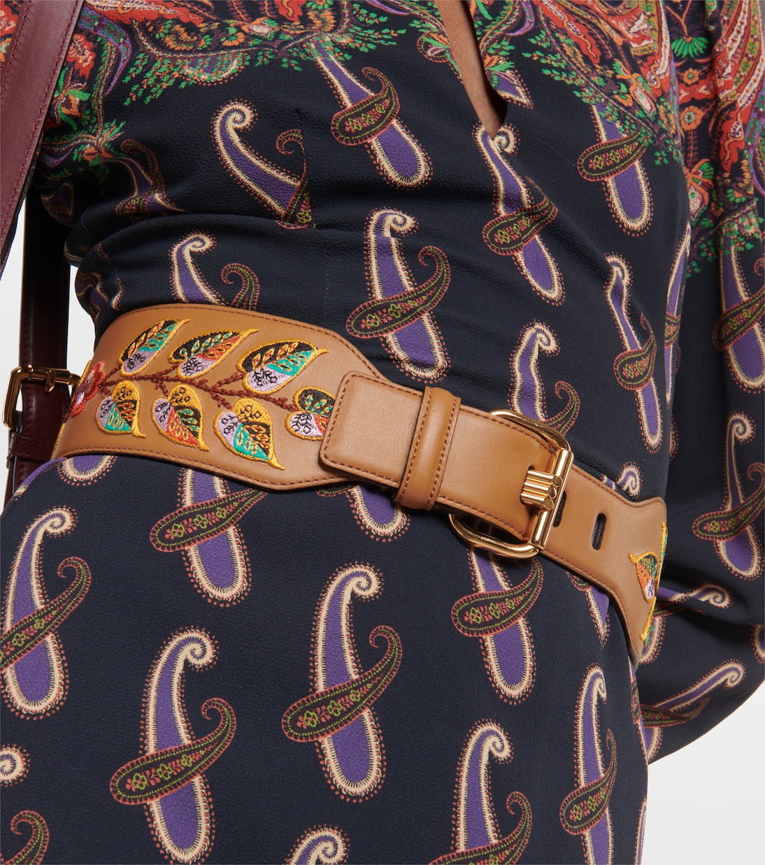 Cinturón de piel con bordado | Etro