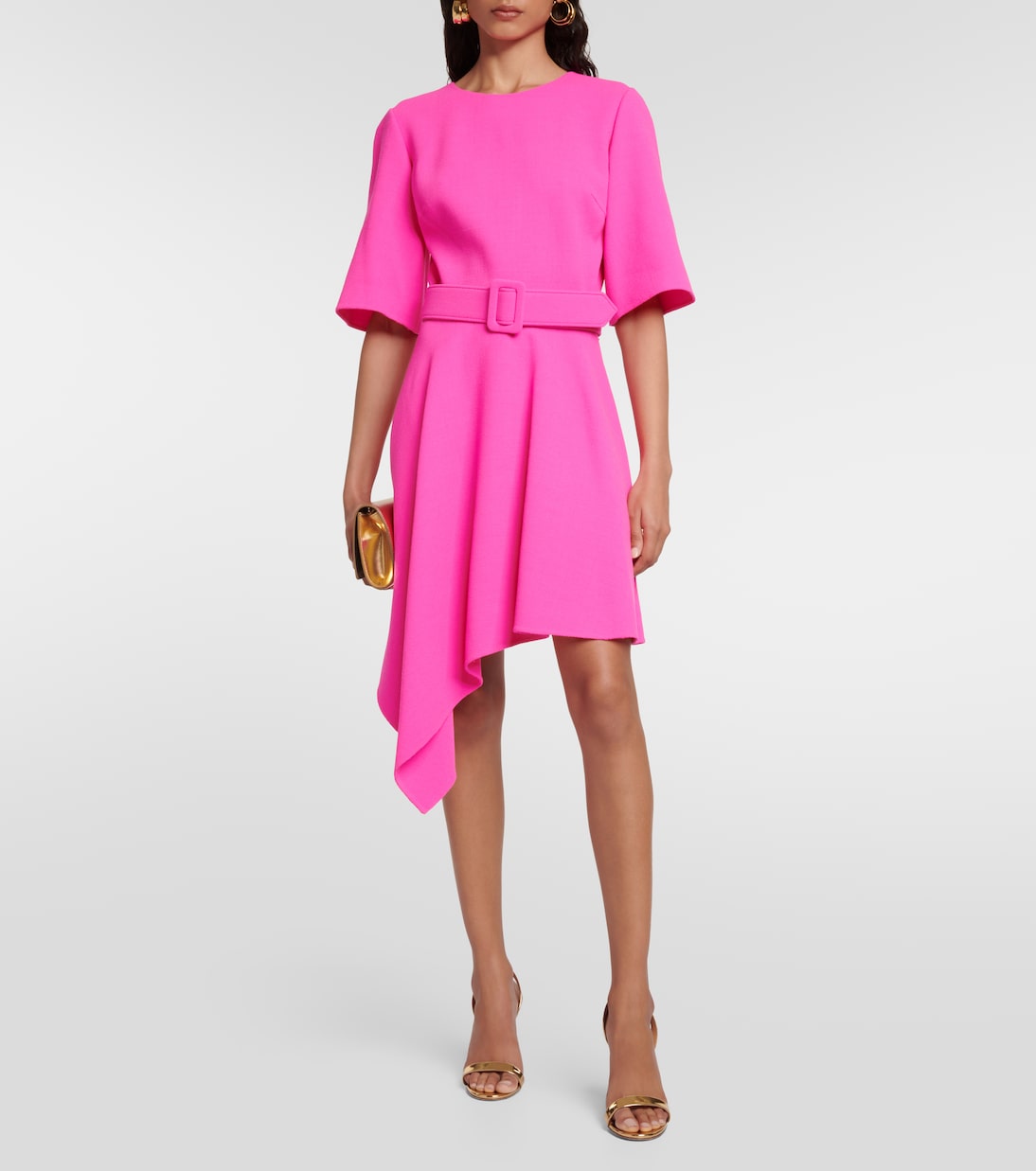 Asymmetric wool-blend minidress | Oscar de la Renta