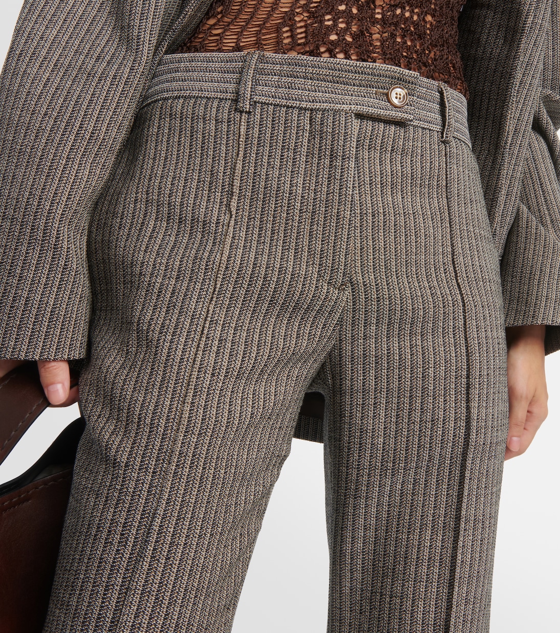 Pantaloni flared gessati in misto lana | Acne Studios