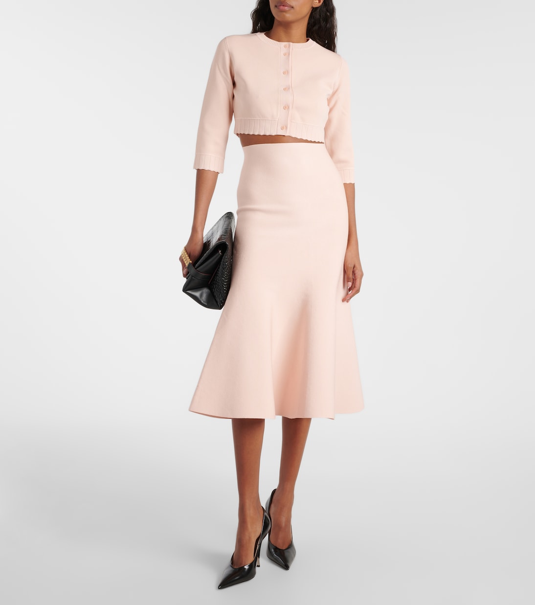 Falda midi flared de tiro alto | Victoria Beckham