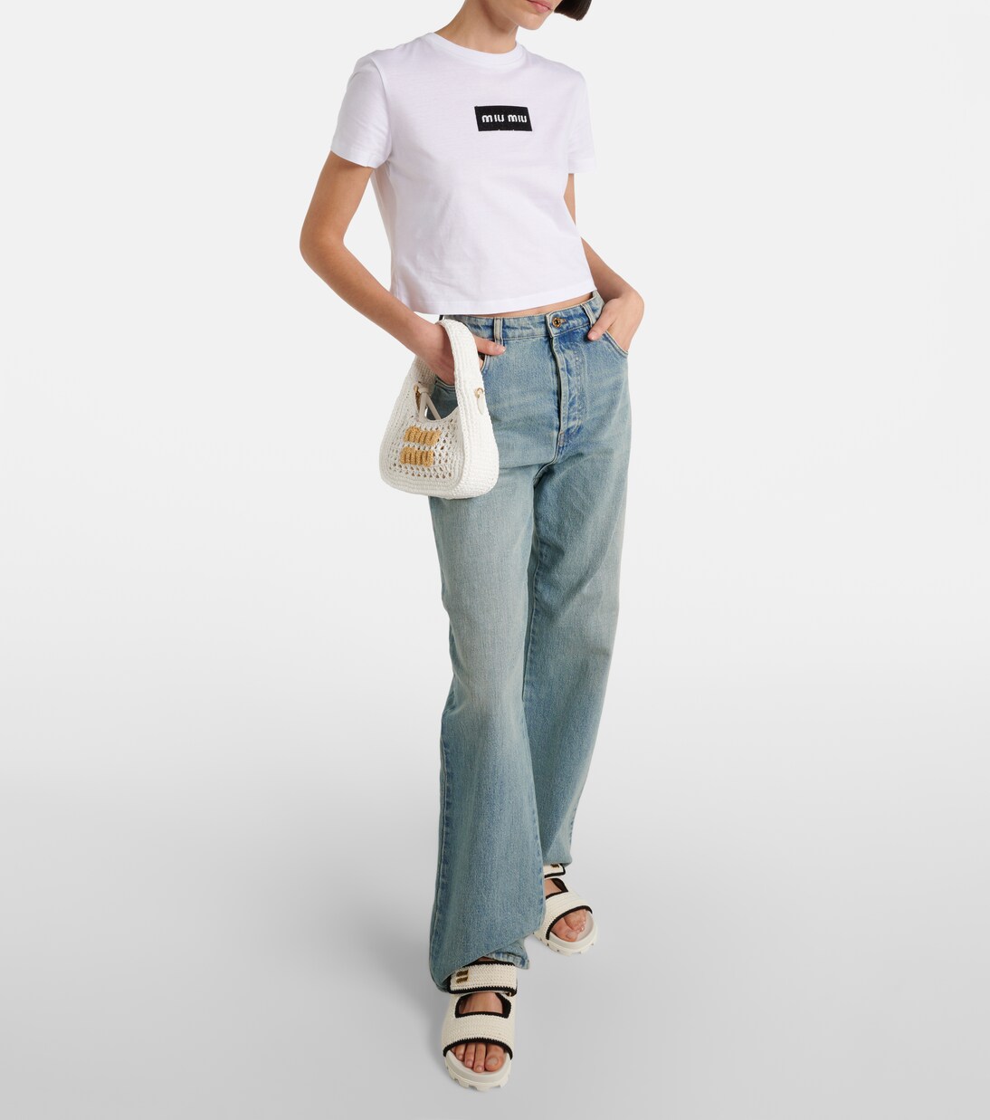 Sandali in crochet con logo | Miu Miu