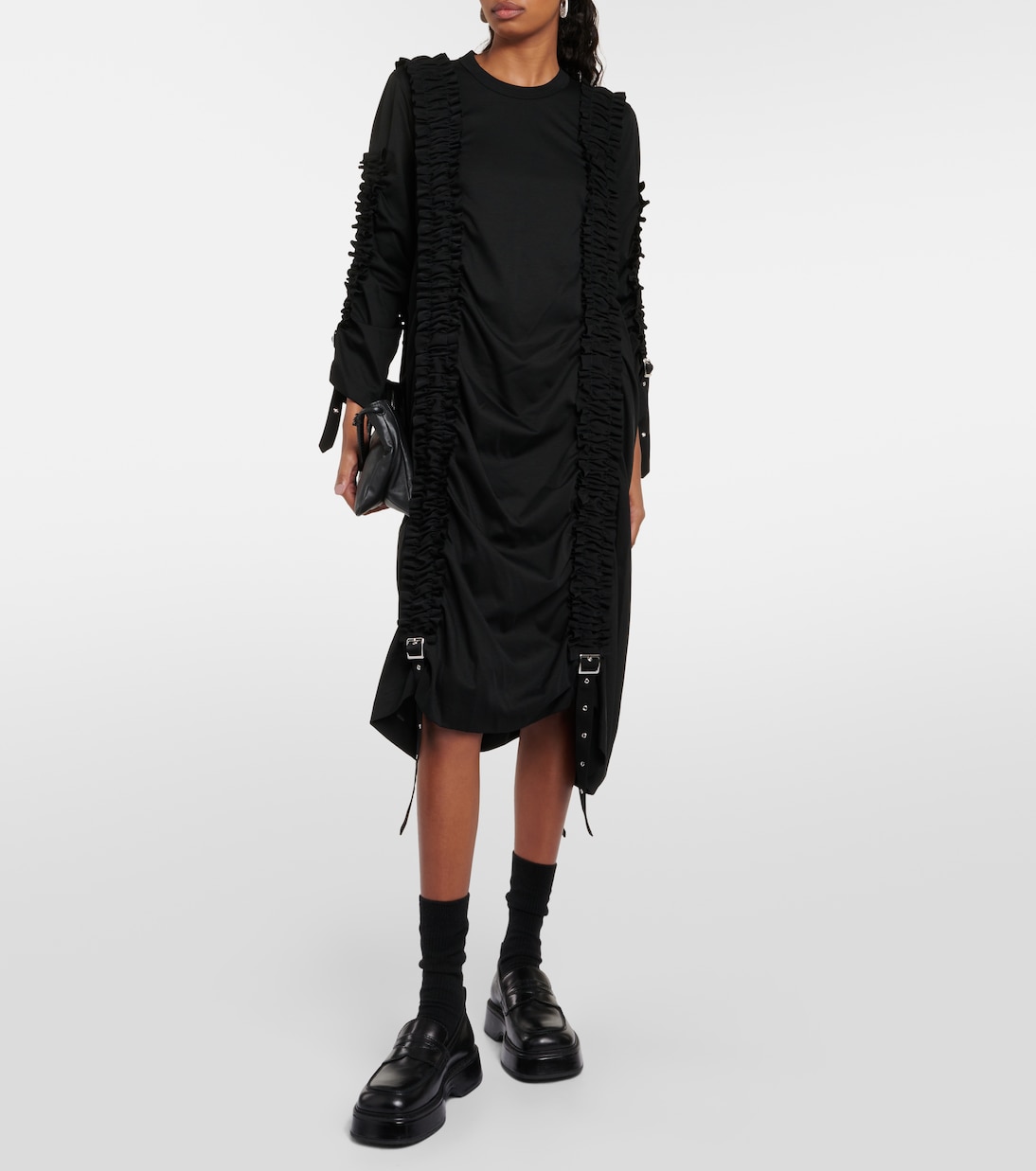 Vestido midi de algodón fruncido | Noir Kei Ninomiya