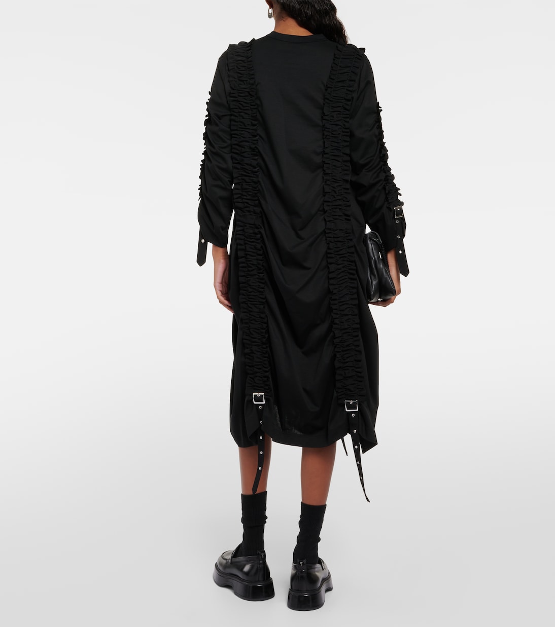 Vestido midi de algodón fruncido | Noir Kei Ninomiya