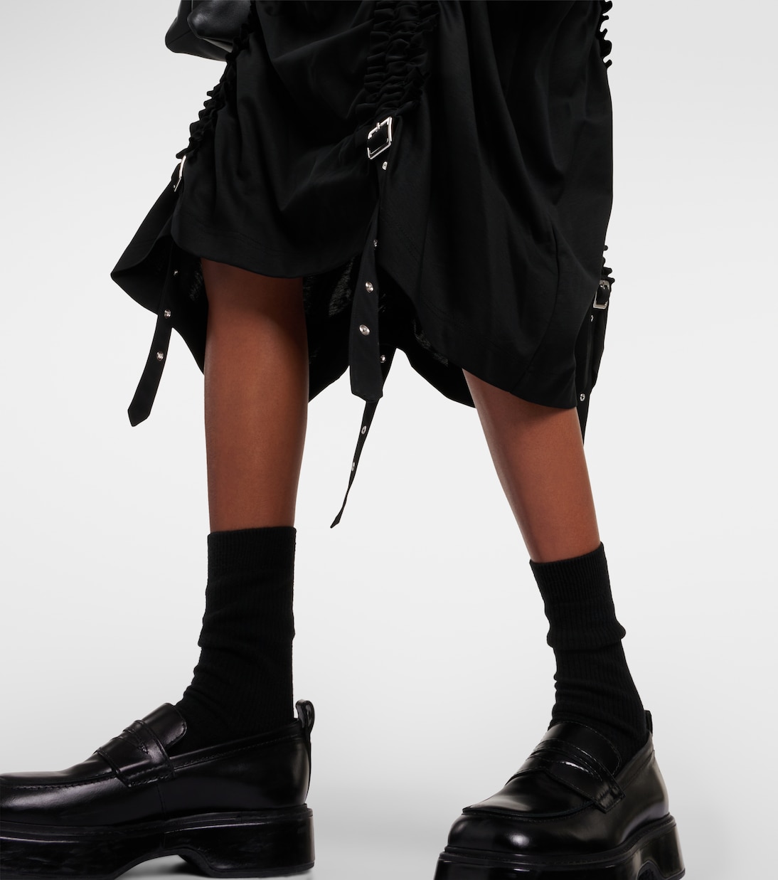 Vestido midi de algodón fruncido | Noir Kei Ninomiya
