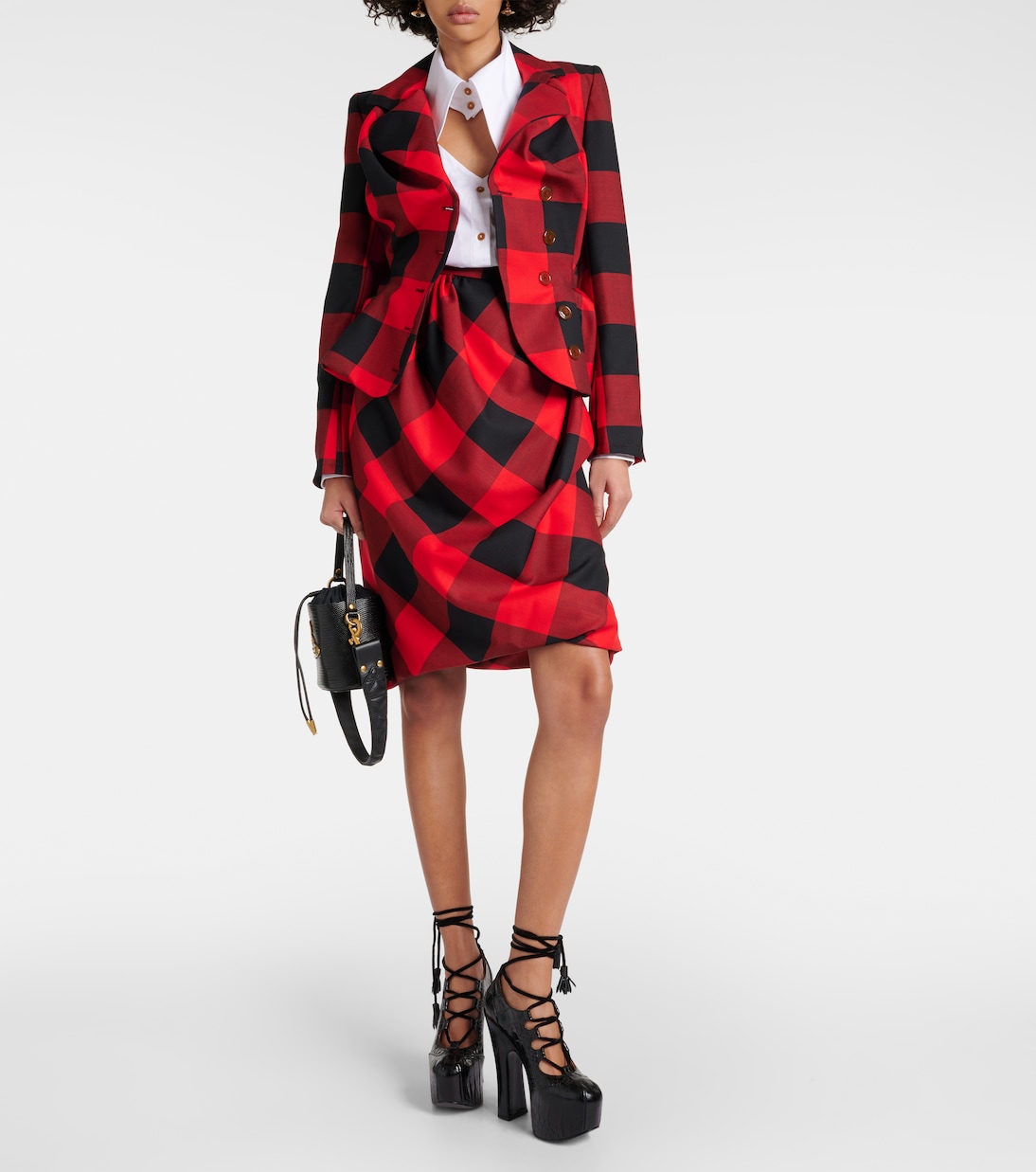 Jupe midi en laine vierge à carreaux | Vivienne Westwood