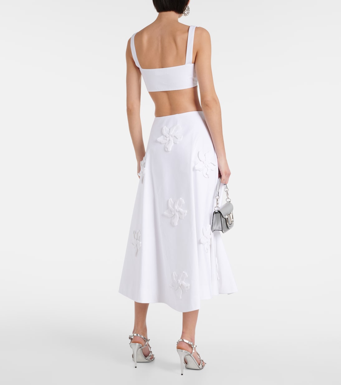Jupe midi en coton à fleurs | Valentino