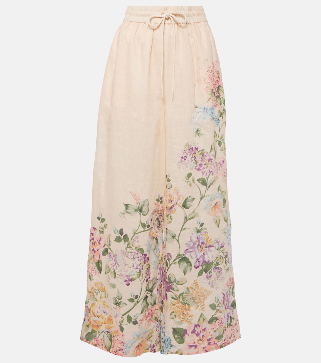 Pantalon ample Halliday en lin à fleurs | Zimmermann