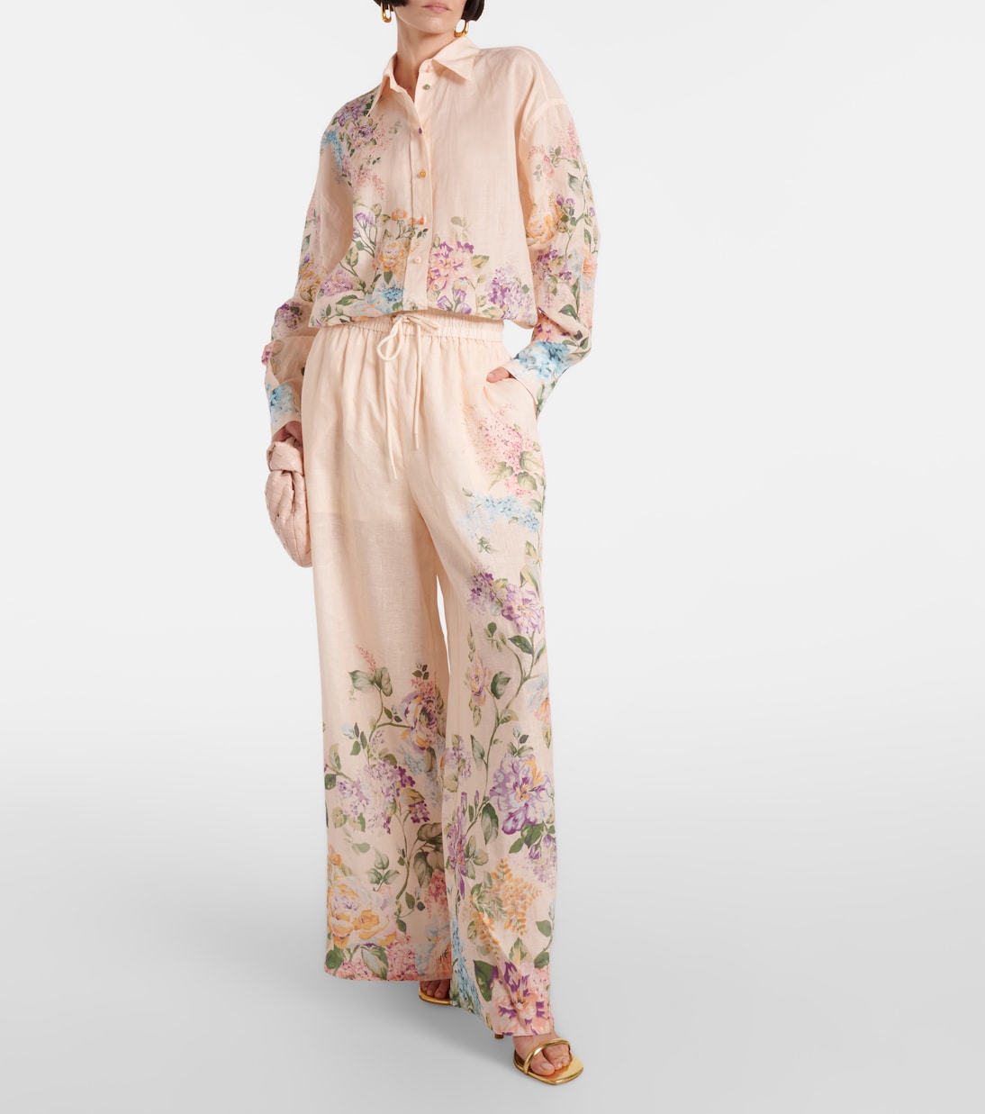 Pantalon ample Halliday en lin à fleurs | Zimmermann