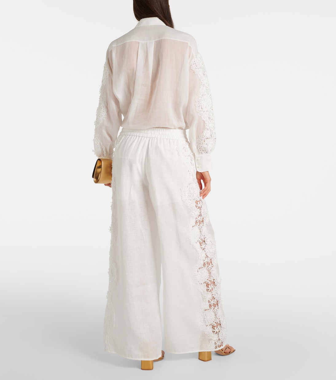 Pantaloni a gamba larga Halliday in lino con pizzo | Zimmermann