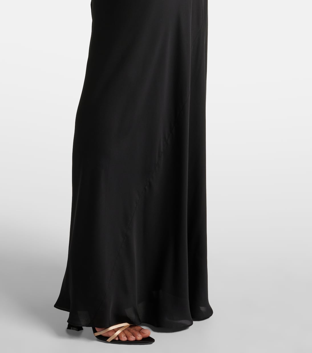 Abito lungo in charmeuse di seta con pizzo | Saint Laurent