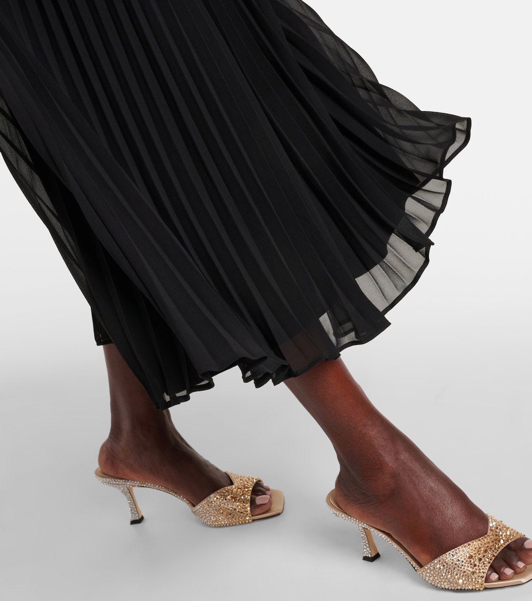 Bouclé and chiffon midi dress | Self-Portrait