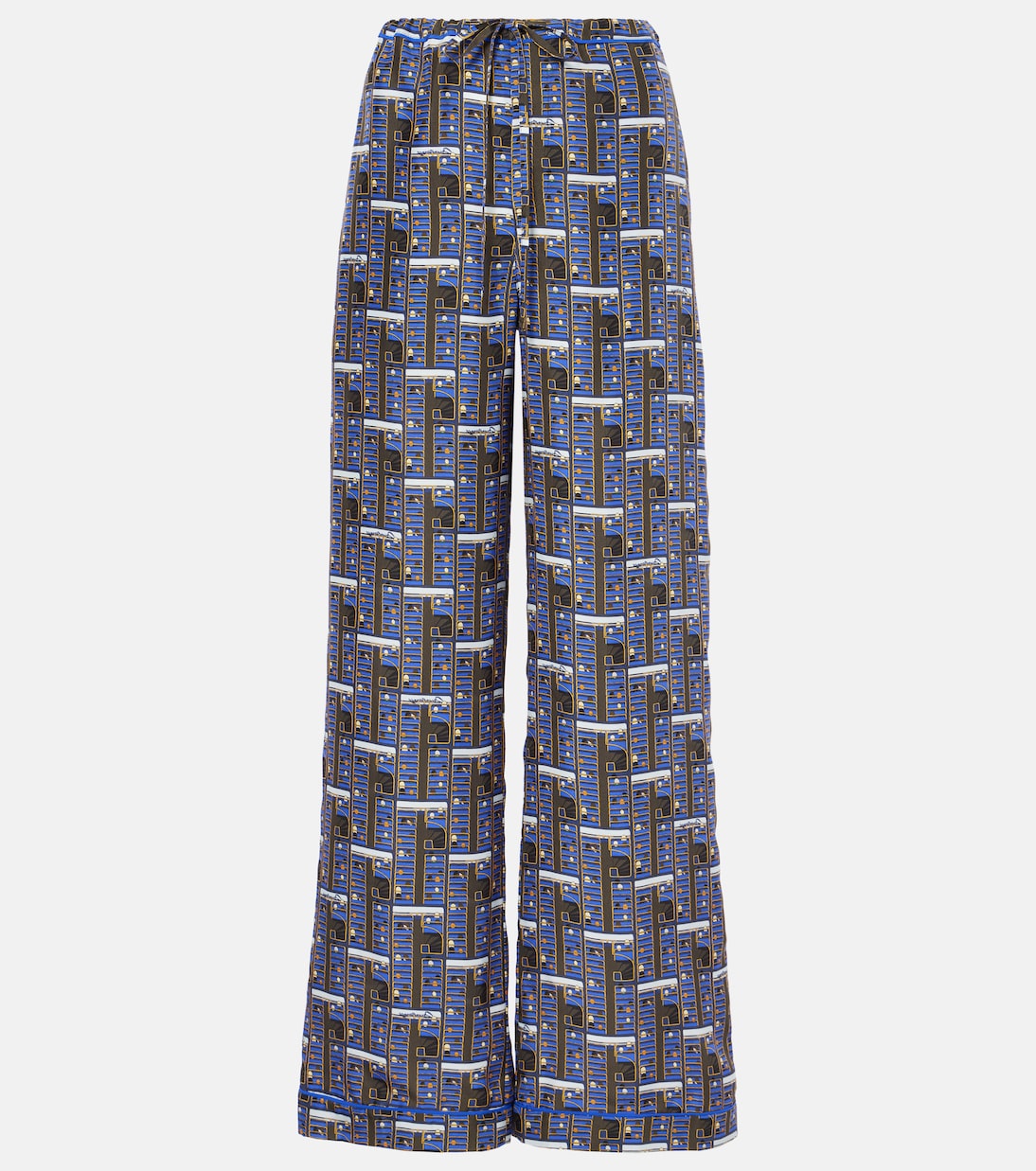 Pantaloni regular in seta a quadri | Burberry