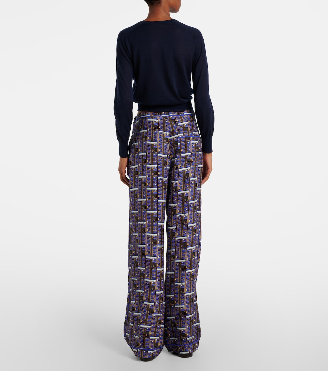 Pantaloni regular in seta a quadri | Burberry