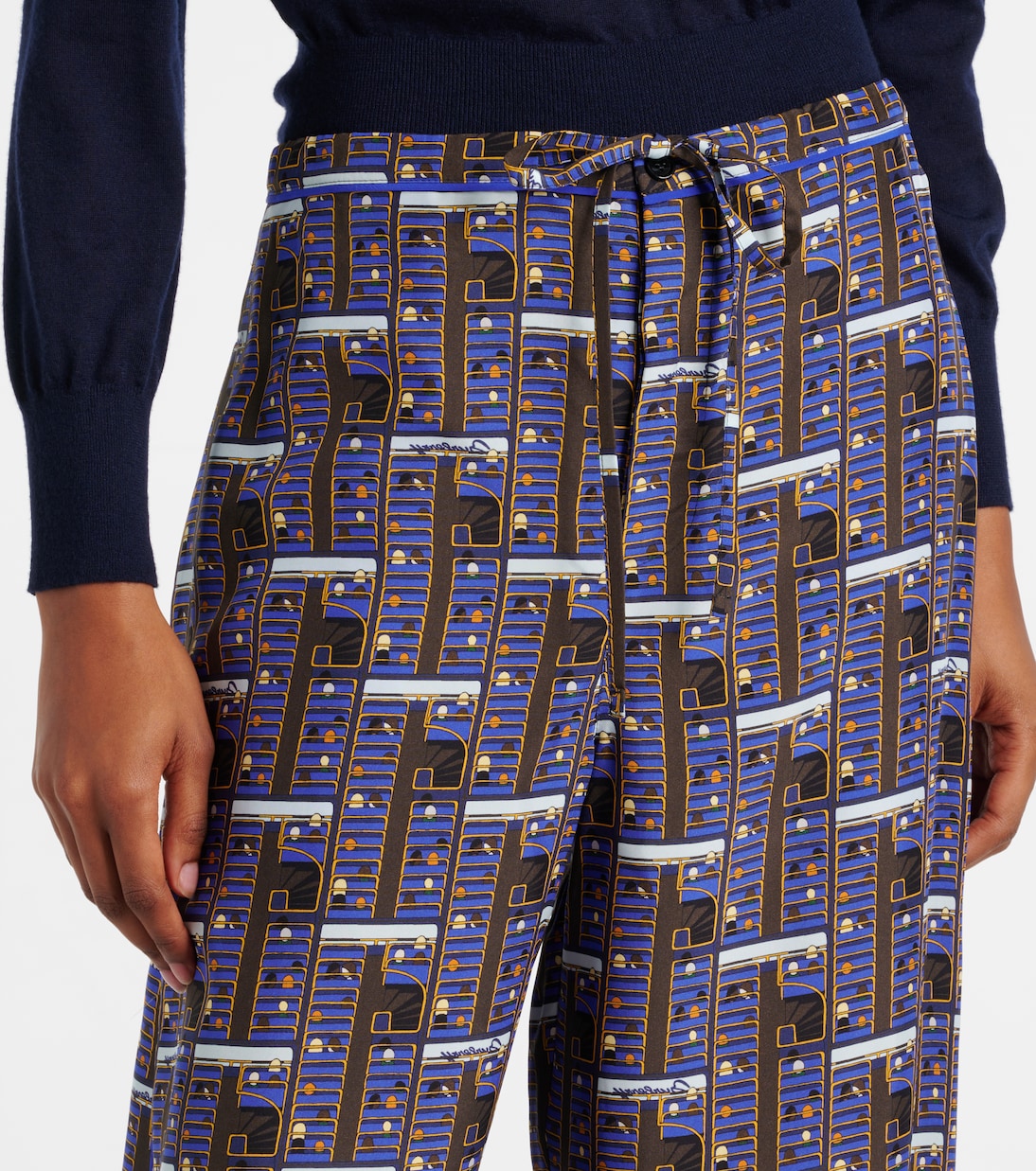 Pantaloni regular in seta a quadri | Burberry