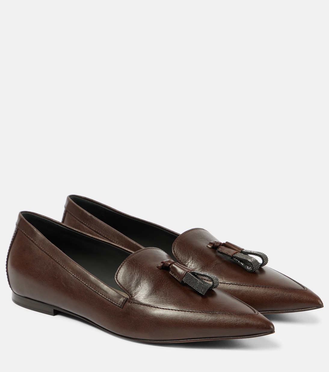 Mocassini in pelle con monili | Brunello Cucinelli