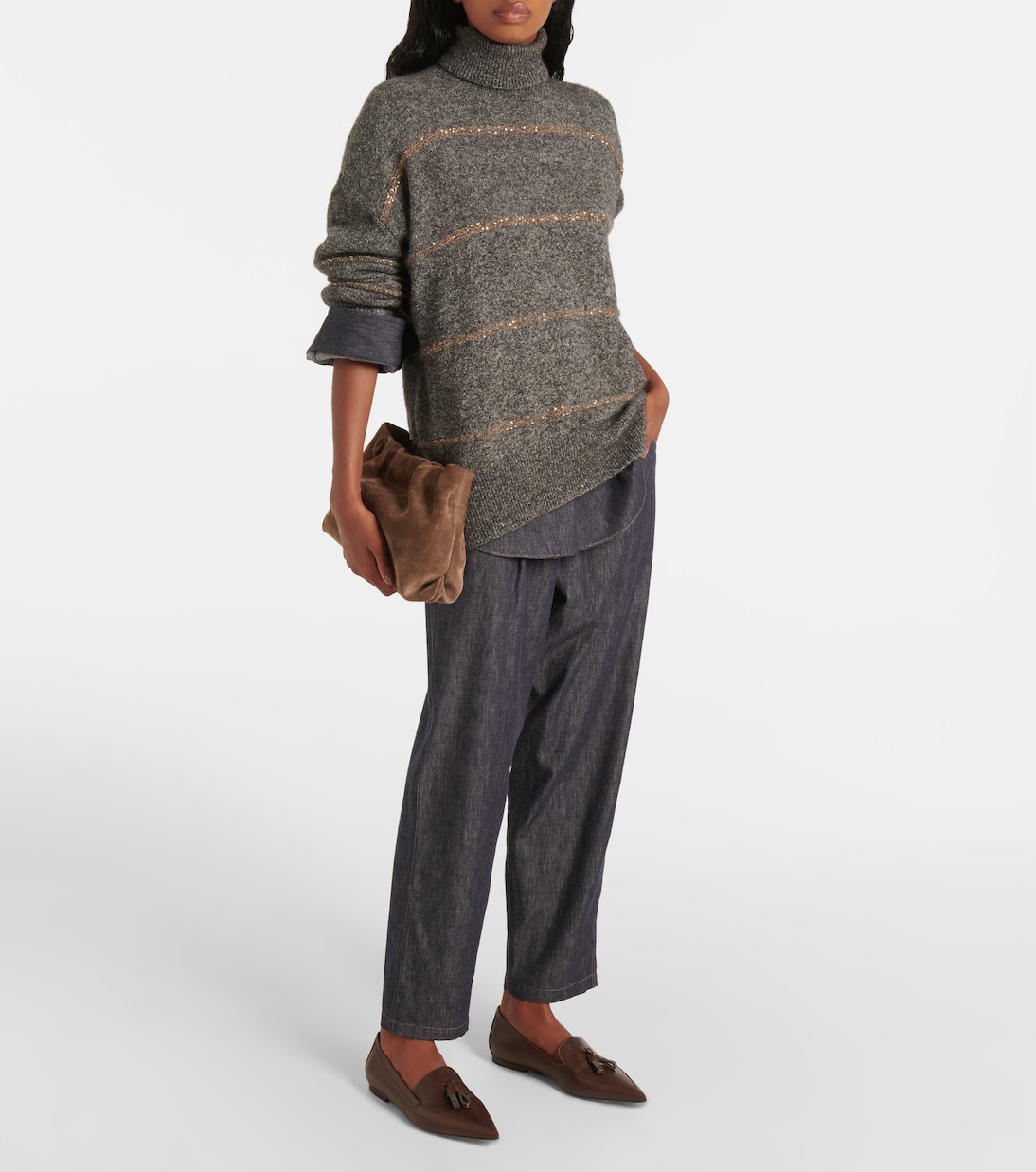 Mocassini in pelle con monili | Brunello Cucinelli