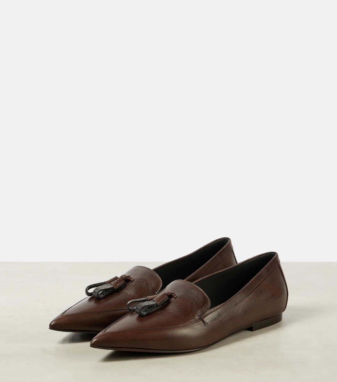 Mocassini in pelle con monili | Brunello Cucinelli