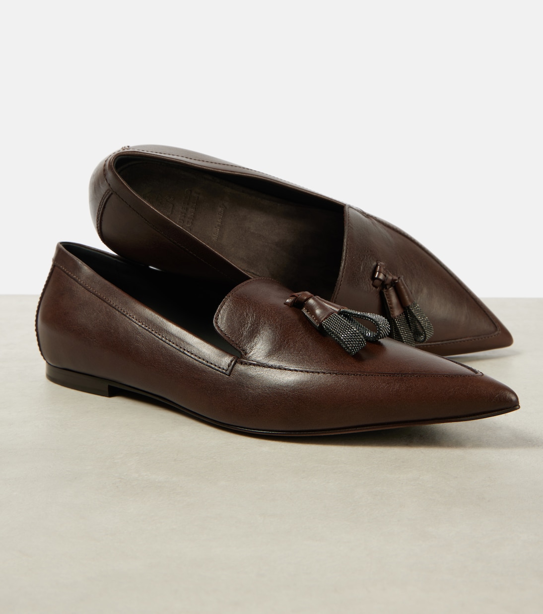 Mocassini in pelle con monili | Brunello Cucinelli