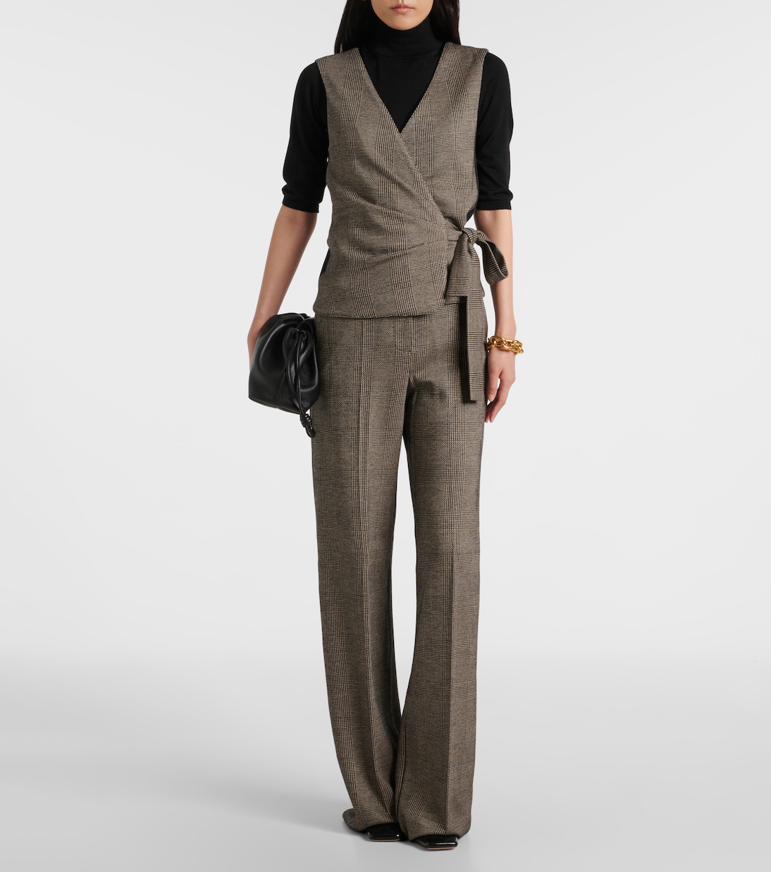 Adige houndstooth wool-blend wrap top | Max Mara