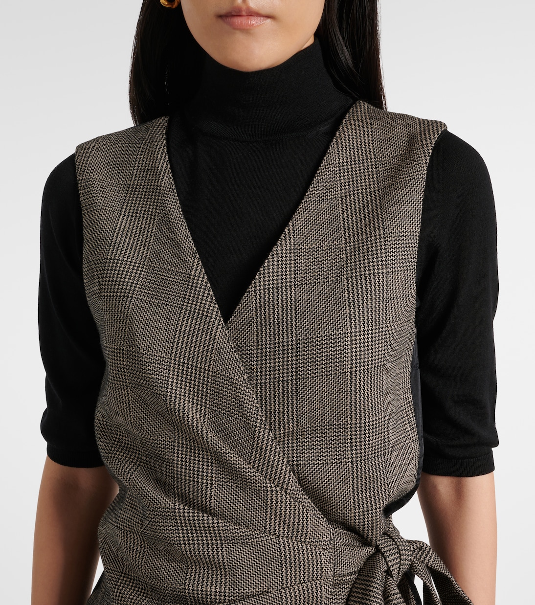 Adige houndstooth wool-blend wrap top | Max Mara