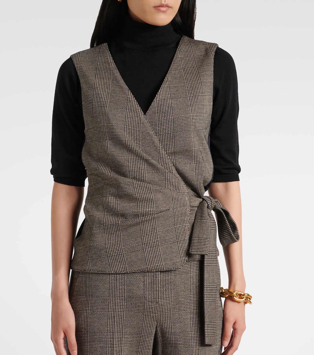Adige houndstooth wool-blend wrap top | Max Mara