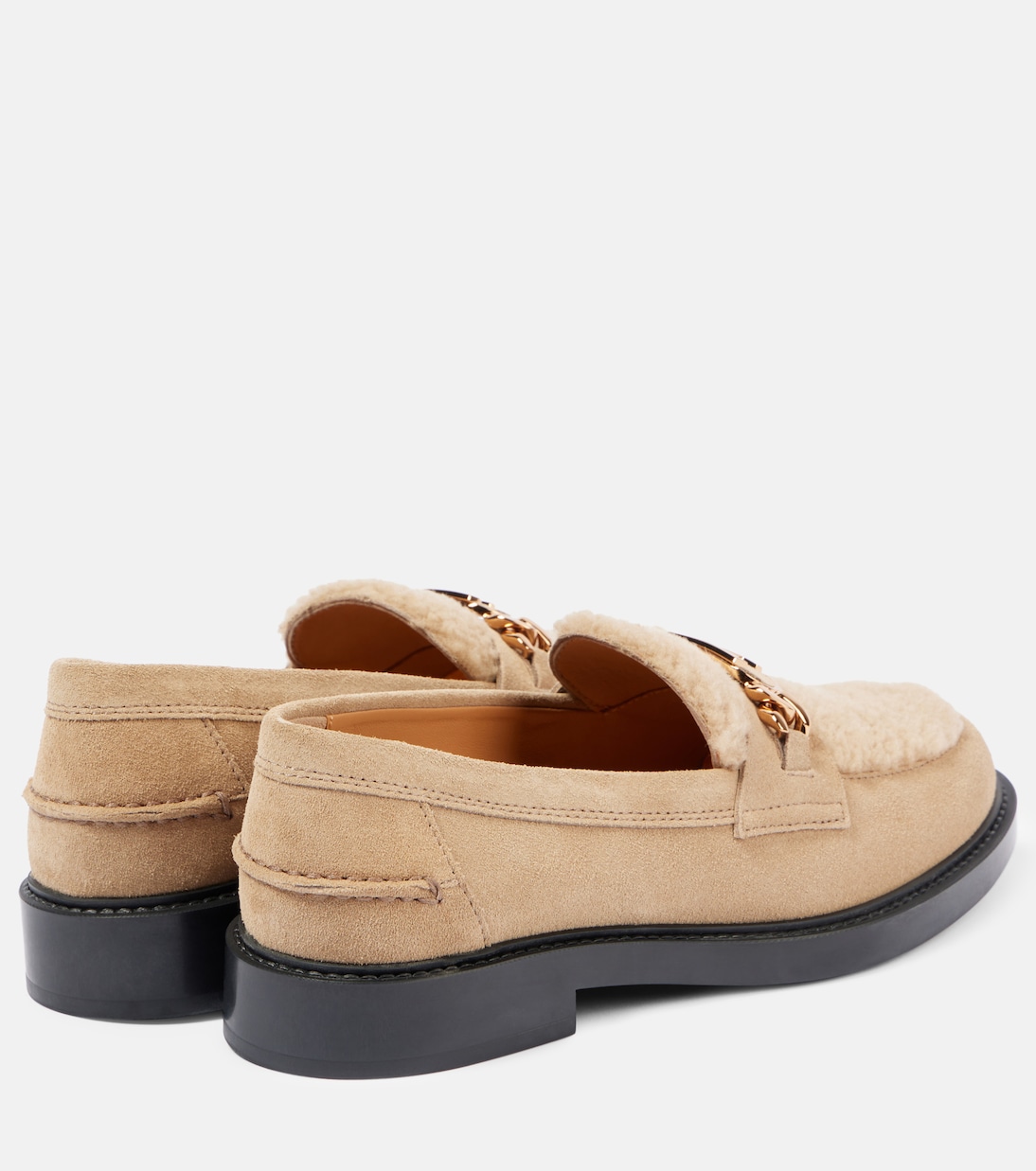 Shearling-trimmed suede loafers | Tod's