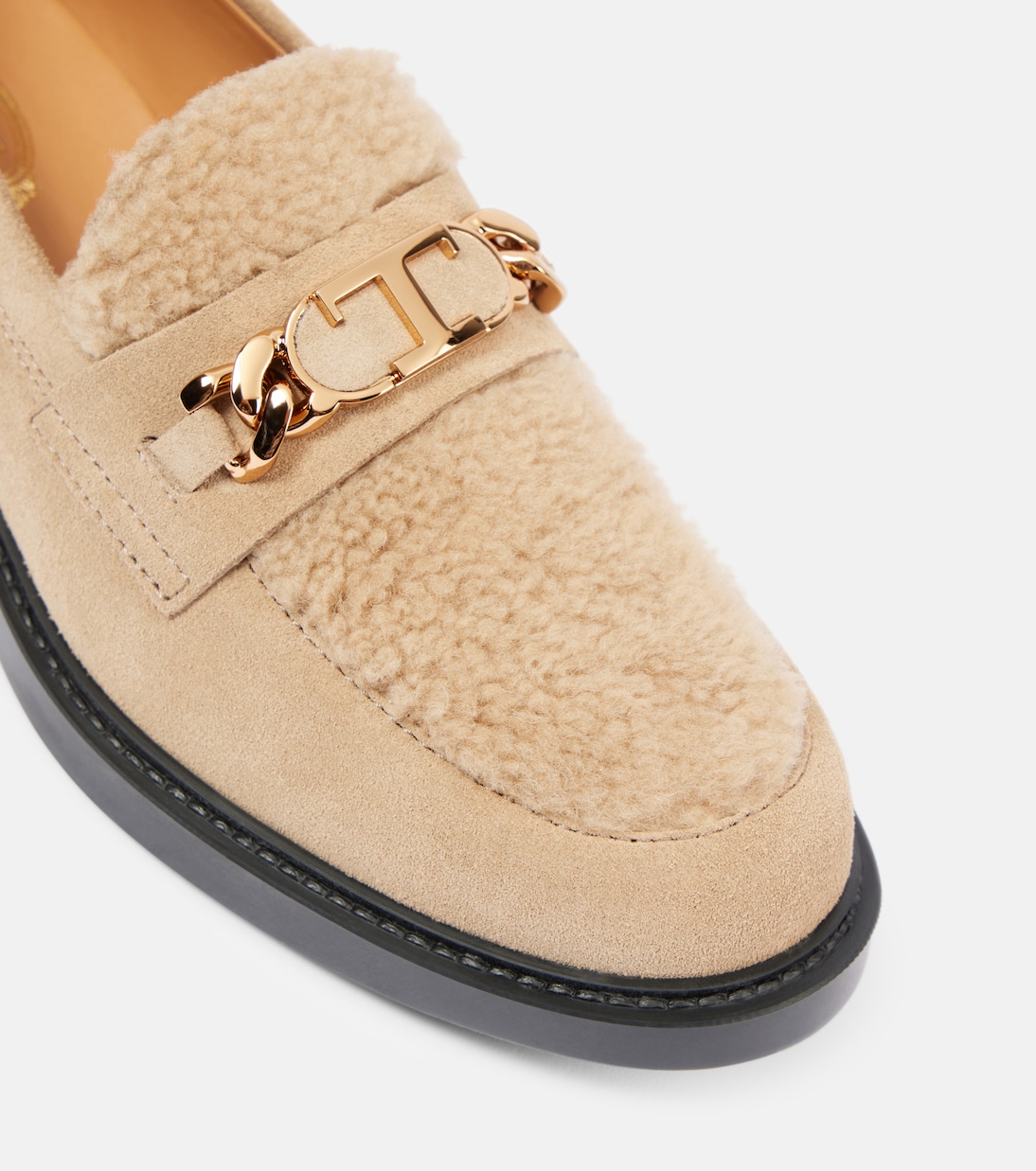 Shearling-trimmed suede loafers | Tod's