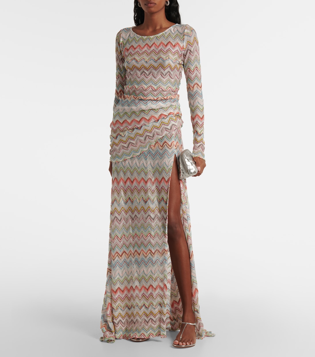 Falda larga metalizada en zigzag | Missoni