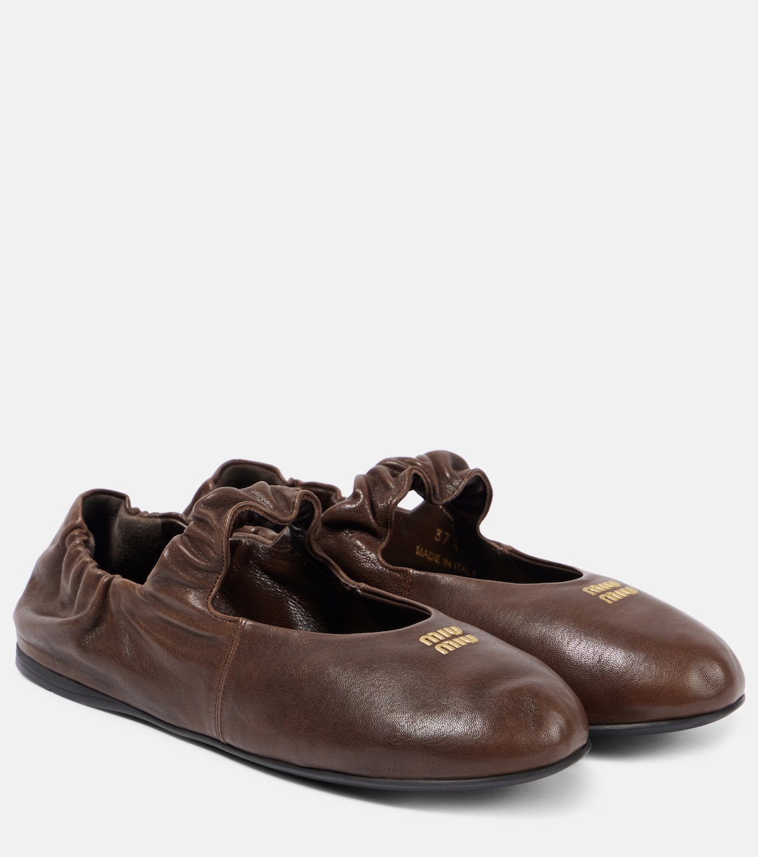 Logo leather ballet flats | Miu Miu